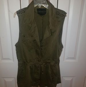 Forever 21+ olive studded vest